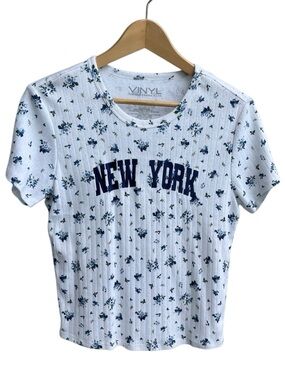 🌴 Vinyl Threads New York Floral Ribbed Tee Size XL